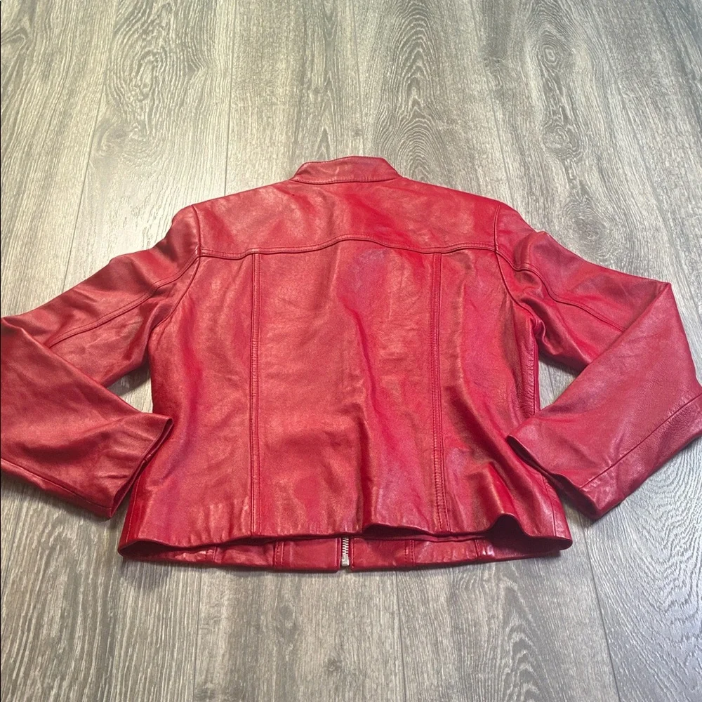 Valerie Stevens Red Leather Jacket Women’s Small DISTRESSED - Picture 7 of 14
